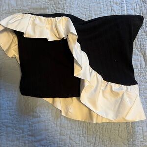 Free People Black and White Ruffle Crop Top